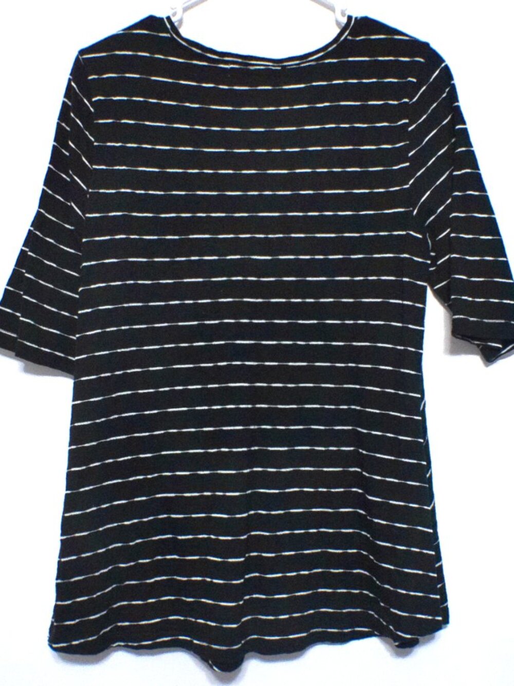 Habitat Women’s Small Black White Striped Top Short Sleeve Cotton Blend - Picture 4 of 4